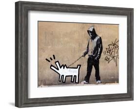 Dog-Banksy-Framed Art Print