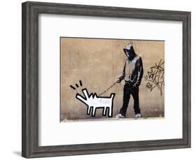 Dog-Banksy-Framed Art Print