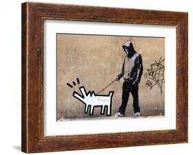 Dog-Banksy-Framed Art Print