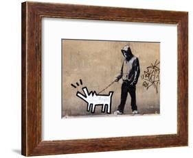 Dog-Banksy-Framed Art Print