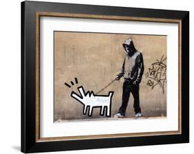 Dog-Banksy-Framed Art Print