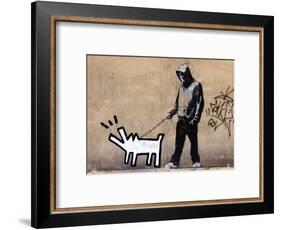 Dog-Banksy-Framed Art Print