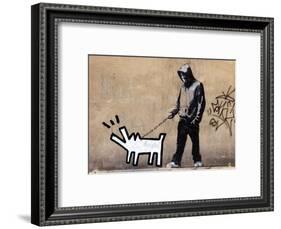 Dog-Banksy-Framed Art Print