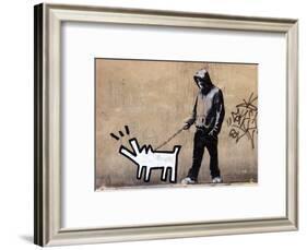 Dog-Banksy-Framed Art Print