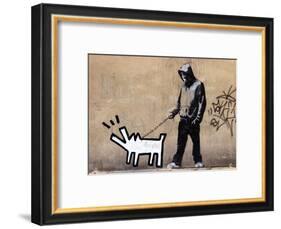 Dog-Banksy-Framed Art Print