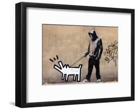 Dog-Banksy-Framed Art Print