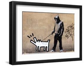 Dog-Banksy-Framed Art Print
