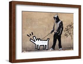 Dog-Banksy-Framed Art Print