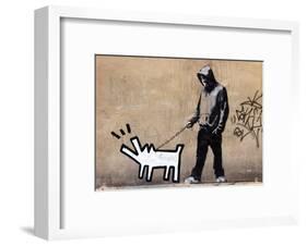 Dog-Banksy-Framed Art Print