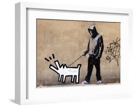 Dog-Banksy-Framed Art Print