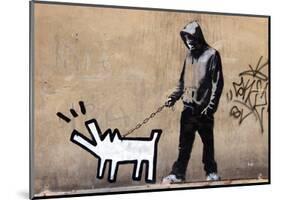 Dog-Banksy-Mounted Art Print