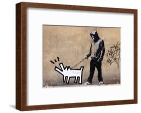 Dog-Banksy-Framed Art Print