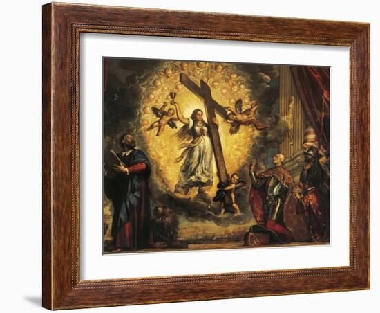 Doge Antonio Grimani Kneeling before Faith and St Mark-Titian (Tiziano Vecelli)-Framed Giclee Print