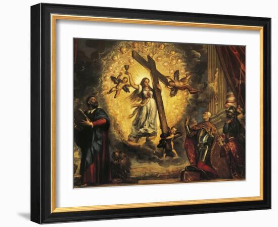 Doge Antonio Grimani Kneeling before Faith and St Mark-Titian (Tiziano Vecelli)-Framed Giclee Print