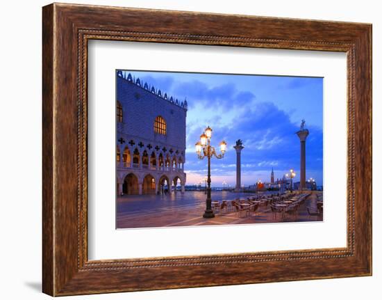 Doge's Palace and Piazzetta against San Giorgio Maggiore in the early morning light, Venice, UNESCO-Hans-Peter Merten-Framed Photographic Print