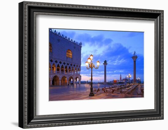 Doge's Palace and Piazzetta against San Giorgio Maggiore in the early morning light, Venice, UNESCO-Hans-Peter Merten-Framed Photographic Print