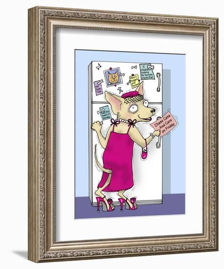 Doggie at the Fridge-Linda Braucht-Framed Giclee Print