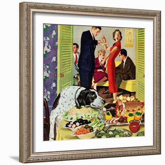 "Doggy Buffet", January 5, 1957-Richard Sargent-Framed Premium Giclee Print