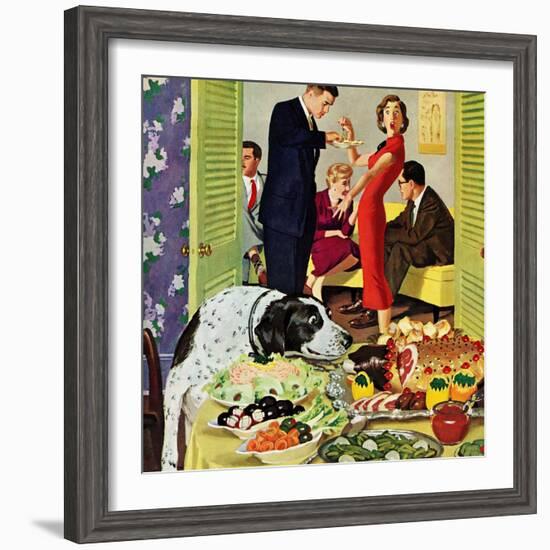 "Doggy Buffet", January 5, 1957-Richard Sargent-Framed Giclee Print