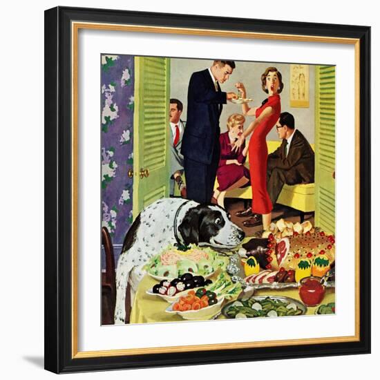 "Doggy Buffet", January 5, 1957-Richard Sargent-Framed Giclee Print