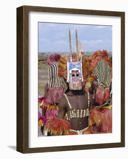 Dogon Tribesman Wearing Antelope Mask and Headress, Mali, Africa-Simon Westcott-Framed Photographic Print