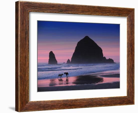 Dogs at Cannon Beach-Jody Miller-Framed Photographic Print