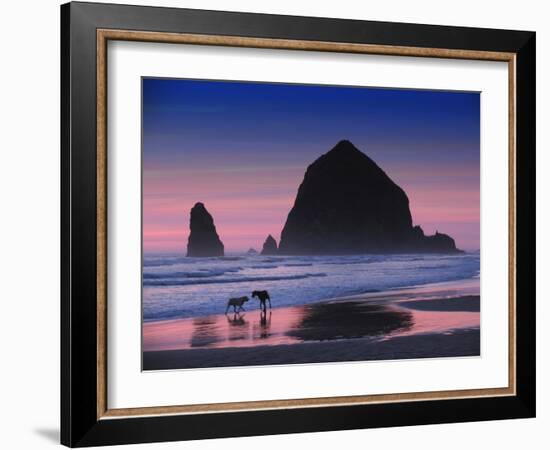 Dogs at Cannon Beach-Jody Miller-Framed Photographic Print