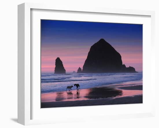 Dogs at Cannon Beach-Jody Miller-Framed Photographic Print