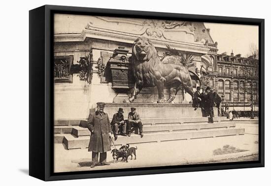 Dogs at the Base of the Statue in Place De La République, Paris, 1905-null-Framed Premier Image Canvas
