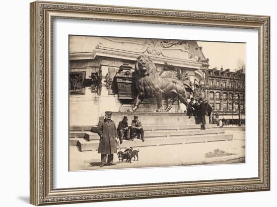 Dogs at the Base of the Statue in Place De La République, Paris, 1905-null-Framed Giclee Print