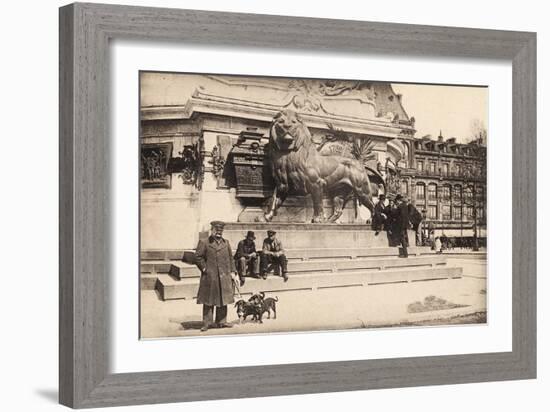 Dogs at the Base of the Statue in Place De La République, Paris, 1905-null-Framed Giclee Print