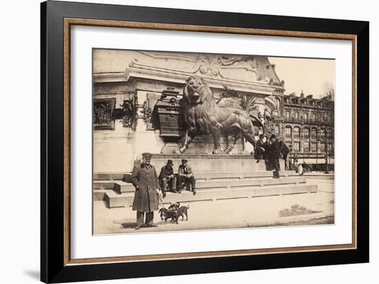 Dogs at the Base of the Statue in Place De La République, Paris, 1905-null-Framed Giclee Print