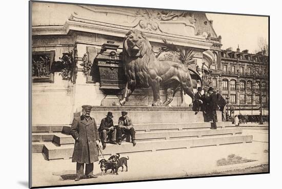 Dogs at the Base of the Statue in Place De La République, Paris, 1905-null-Mounted Giclee Print