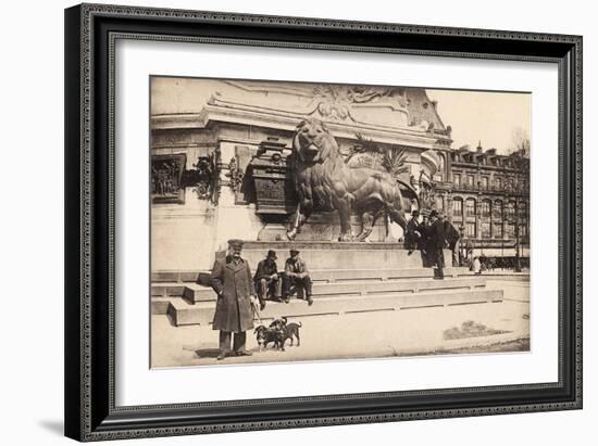 Dogs at the Base of the Statue in Place De La République, Paris, 1905-null-Framed Giclee Print