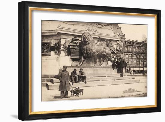 Dogs at the Base of the Statue in Place De La République, Paris, 1905-null-Framed Giclee Print