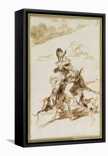 Dogs Attacking a Man on a Mule (W/C on Paper)-Francisco Jose de Goya y Lucientes-Framed Premier Image Canvas