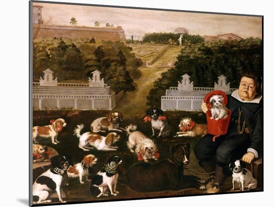 Dogs Belonging to the Medici Family in the Boboli Gardens-Tiberio Di Tito-Mounted Giclee Print