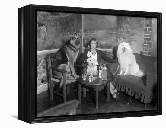 Dogs Club Cocktail Bar-null-Framed Premier Image Canvas