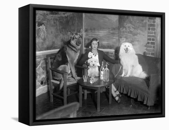 Dogs Club Cocktail Bar-null-Framed Premier Image Canvas