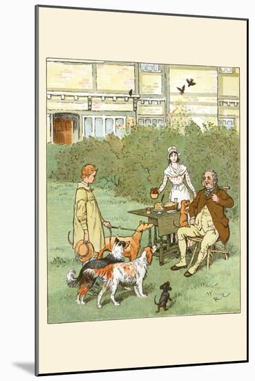 Dogs Come to Eat by the Farmer's Table Along with the Shepherd Boy-Randolph Caldecott-Mounted Art Print