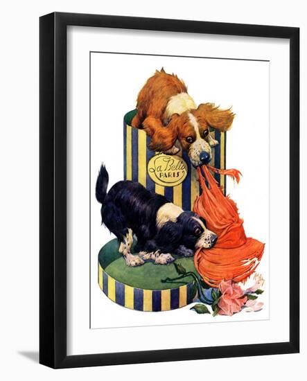 "Dogs Eating Hat,"July 14, 1928-Robert L. Dickey-Framed Giclee Print