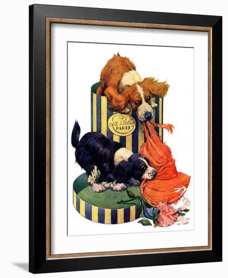 "Dogs Eating Hat,"July 14, 1928-Robert L. Dickey-Framed Giclee Print