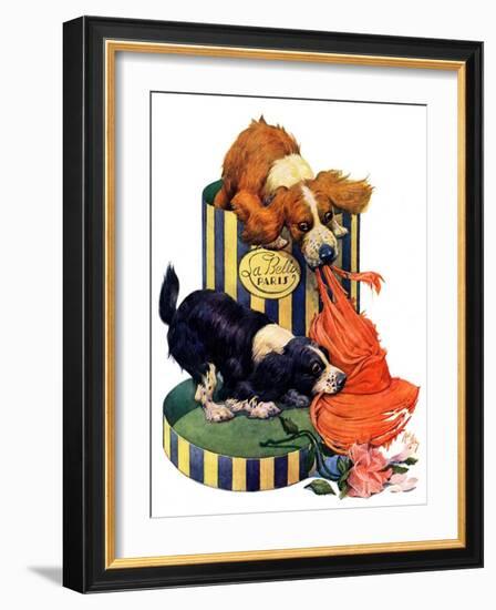 "Dogs Eating Hat,"July 14, 1928-Robert L. Dickey-Framed Giclee Print