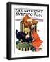 "Dogs Eating Hat," Saturday Evening Post Cover, July 14, 1928-Robert L. Dickey-Framed Giclee Print