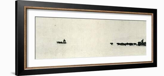 'Dogs Galloping Towards The Barrier', c1911, (1913)-Herbert Ponting-Framed Photographic Print