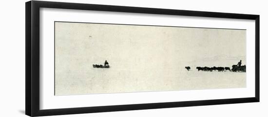 'Dogs Galloping Towards The Barrier', c1911, (1913)-Herbert Ponting-Framed Photographic Print