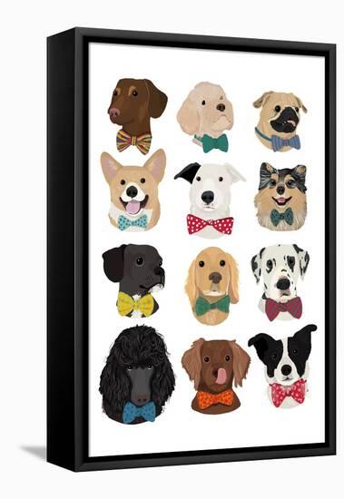 Dogs in Bow Ties-Hanna Melin-Framed Stretched Canvas