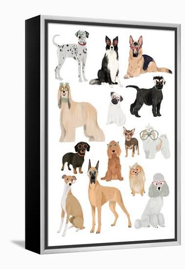 Dogs in Glasses Print-Hanna Melin-Framed Premier Image Canvas