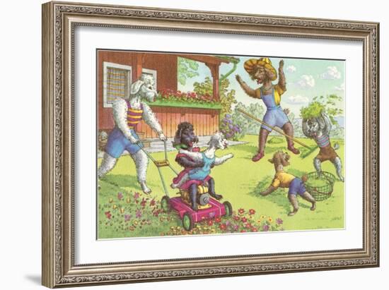 Dogs in the Yard-null-Framed Art Print