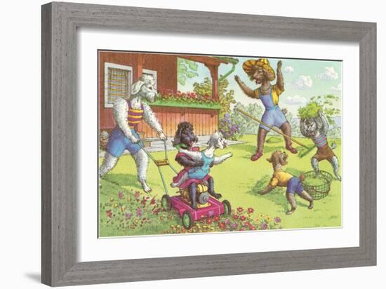 Dogs in the Yard-null-Framed Art Print